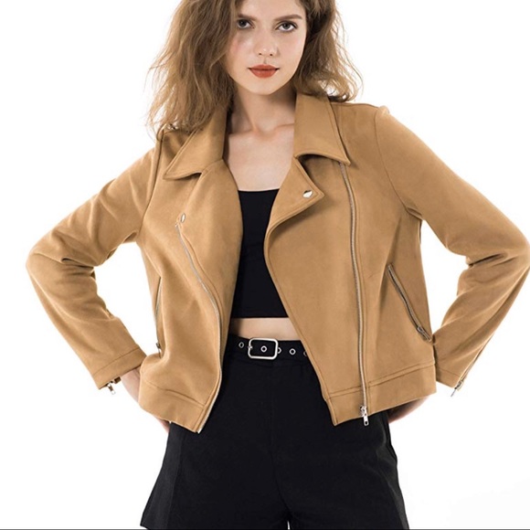 Women’s Faux Suede Asymmetrical Moto Style Jacket - Picture 2 of 4